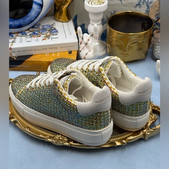 🆕 KURT GEIGER LONDON 🧿 NWOB Laney Rainbow Crystal Platform Sneaker Sz 38.5 US8 - Picture 11 of 14